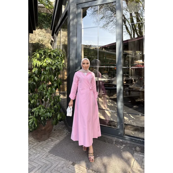 Havan Çapraz Elbise - Pembe