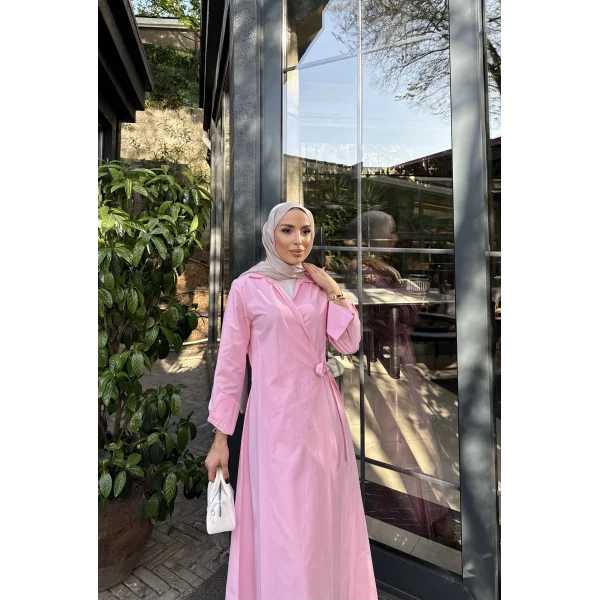 Havan Çapraz Elbise - Pembe