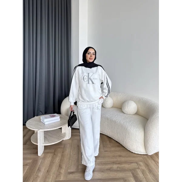 Hps-Muadil Simli Eşofman Takım - Beyaz