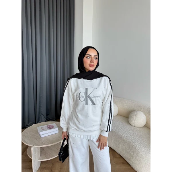 Hps-Muadil Simli Eşofman Takım - Beyaz