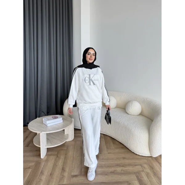 Hps-Muadil Simli Eşofman Takım - Beyaz