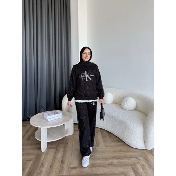 Hps-Muadil Simli Eşofman Takım - Siyah