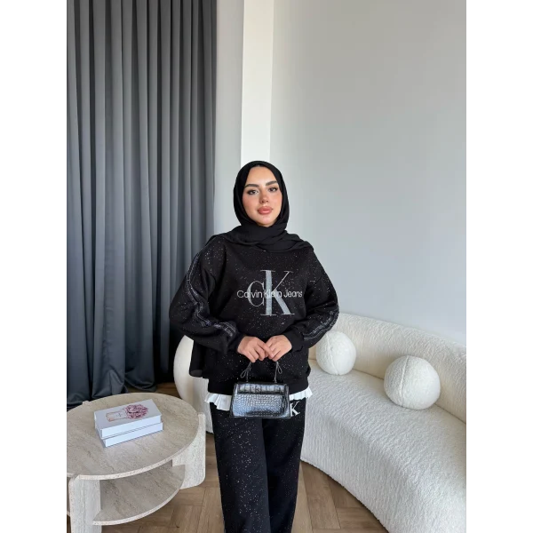 Hps-Muadil Simli Eşofman Takım - Siyah