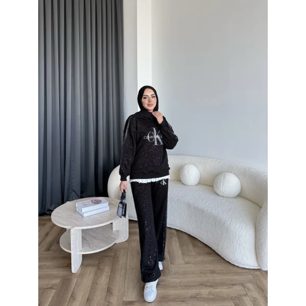 Hps-Muadil Simli Eşofman Takım - Siyah