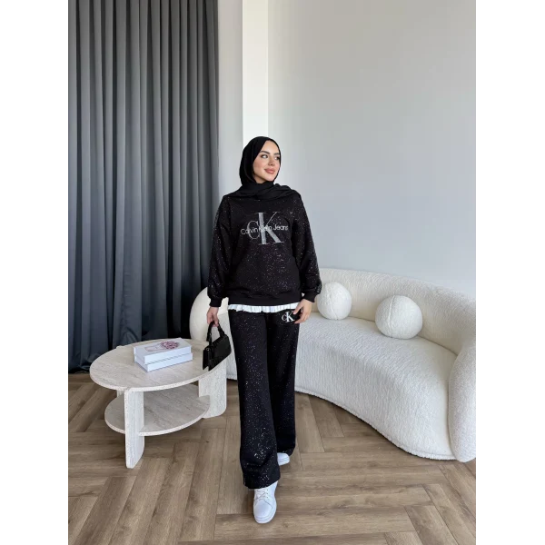 Hps-Muadil Simli Eşofman Takım - Siyah