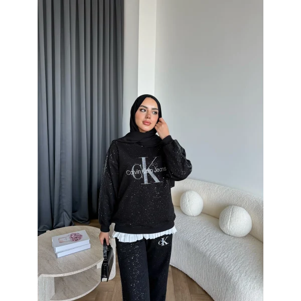 Hps-Muadil Simli Eşofman Takım - Siyah