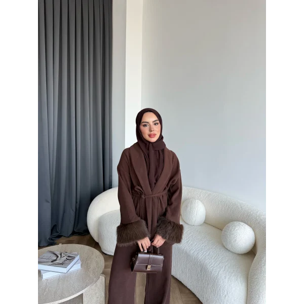Hümas Kürk Detaylı Takım - Kahve ÖN SİPARİŞ