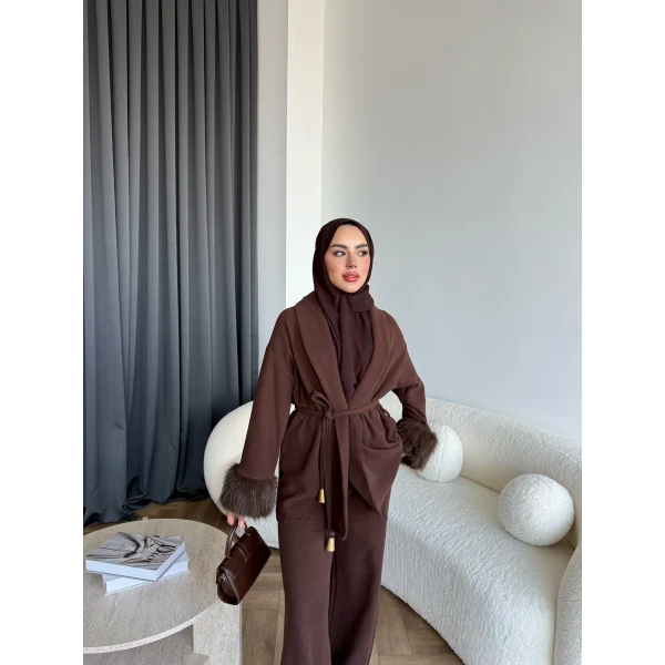 Hümas Kürk Detaylı Takım - Kahve ÖN SİPARİŞ