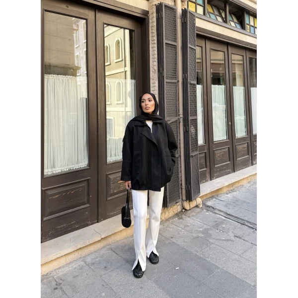 İren Süet Bomber Ceket - Siyah