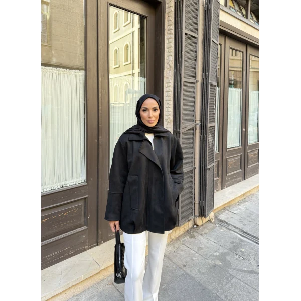 İren Süet Bomber Ceket - Siyah