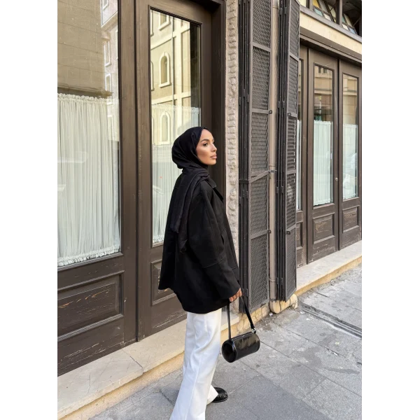 İren Süet Bomber Ceket - Siyah