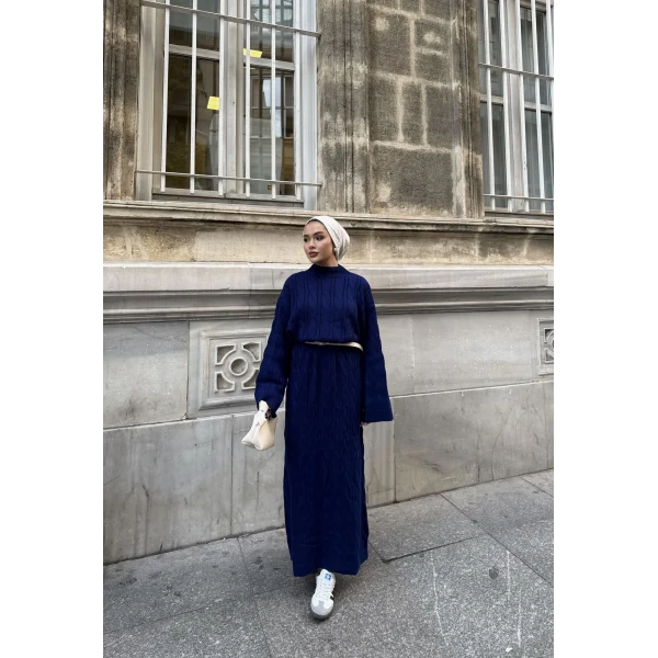 Işıl Örgü Triko Elbise - Lacivert