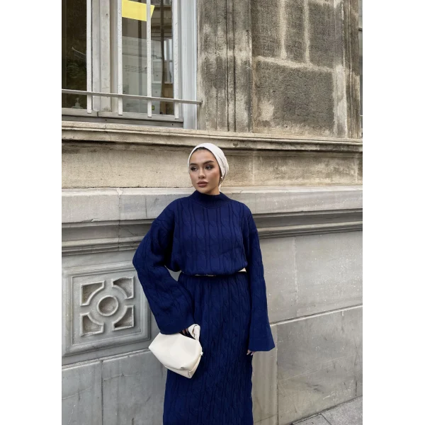 Işıl Örgü Triko Elbise - Lacivert