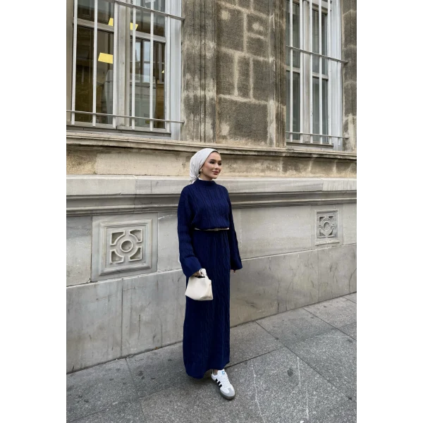 Işıl Örgü Triko Elbise - Lacivert