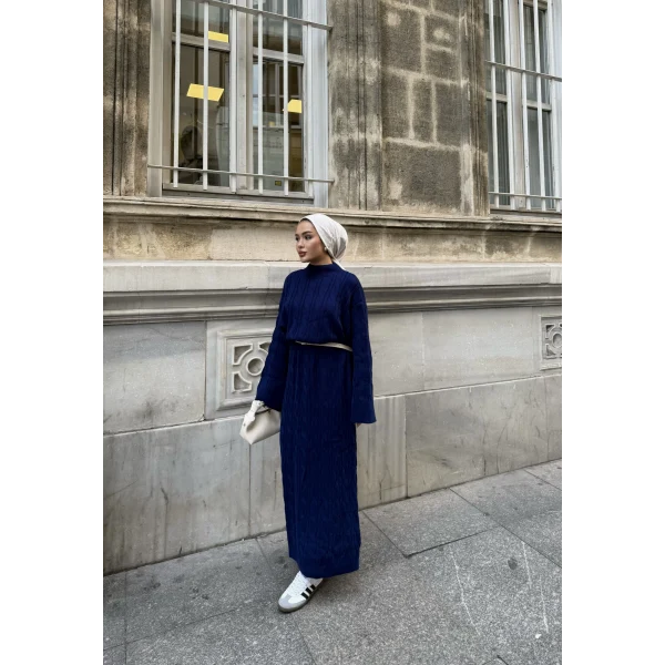 Işıl Örgü Triko Elbise - Lacivert