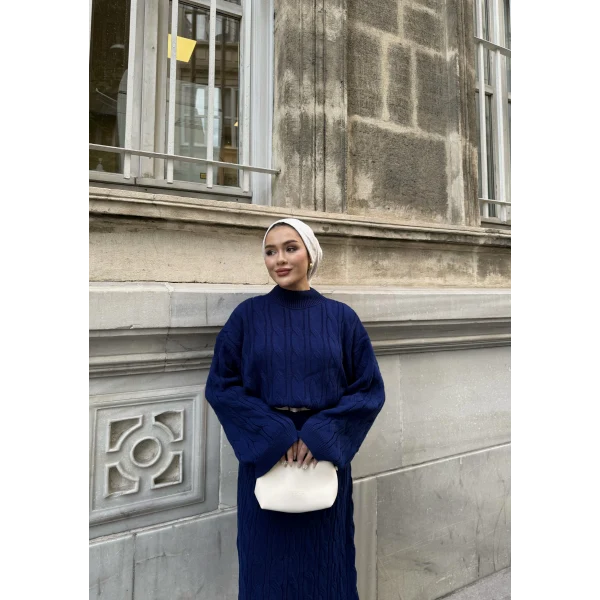 Işıl Örgü Triko Elbise - Lacivert