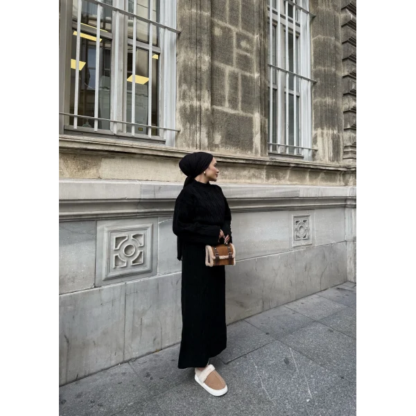 Işıl Örgü Triko Elbise - Siyah