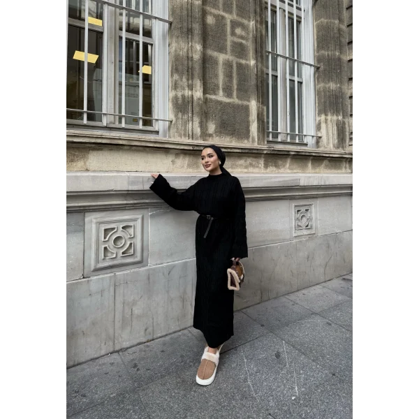 Işıl Örgü Triko Elbise - Siyah