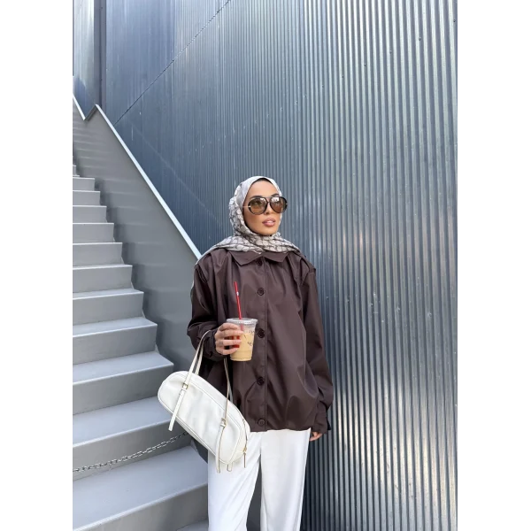 İsra Düğmeli Ceket - Acı Kahve