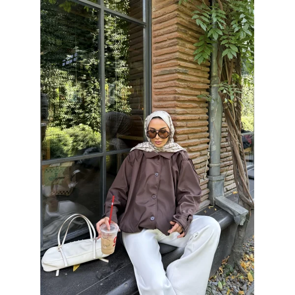 İsra Düğmeli Ceket - Acı Kahve