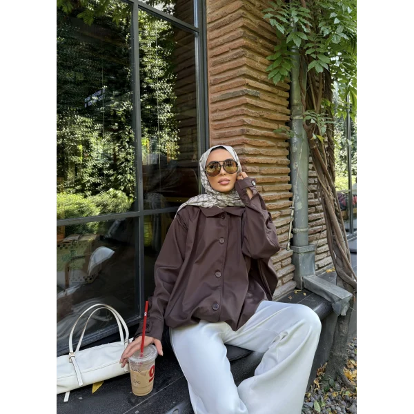 İsra Düğmeli Ceket - Acı Kahve