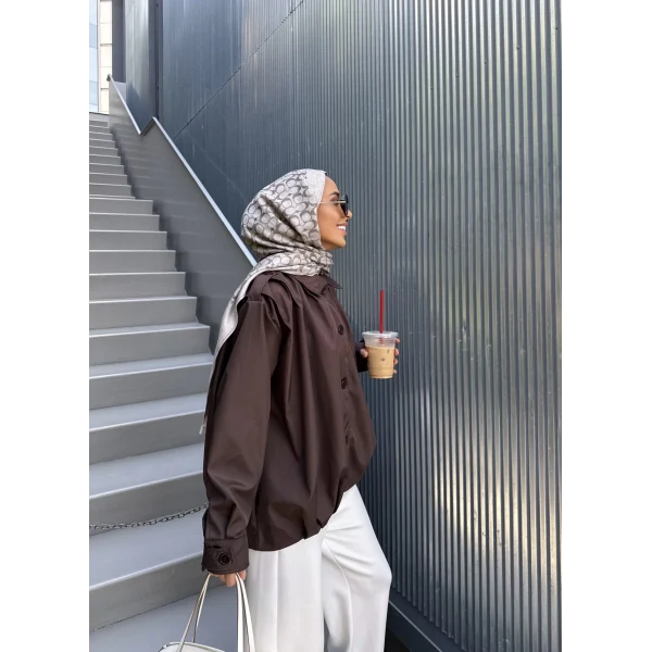 İsra Düğmeli Ceket - Acı Kahve