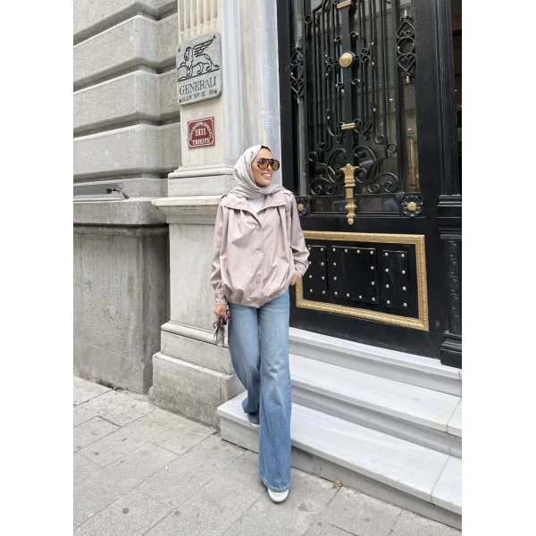 İsra Düğmeli Ceket - Bej