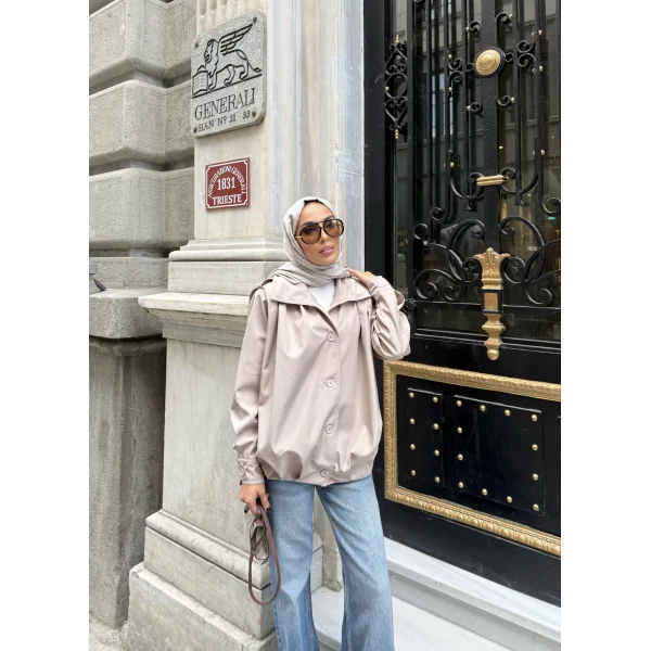 İsra Düğmeli Ceket - Bej