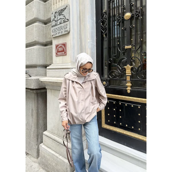 İsra Düğmeli Ceket - Bej