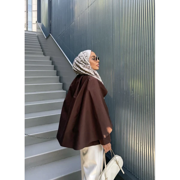 Joelle Pelerinli Ceket - Acı Kahve