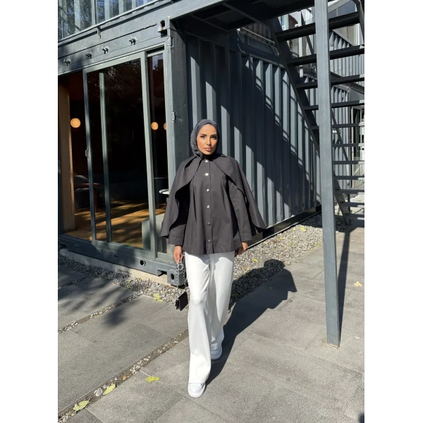 Joelle Pelerinli Ceket - Siyah