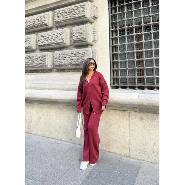 Julia Fermuarlı Takım - Bordo