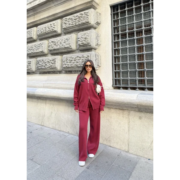 Julia Fermuarlı Takım - Bordo