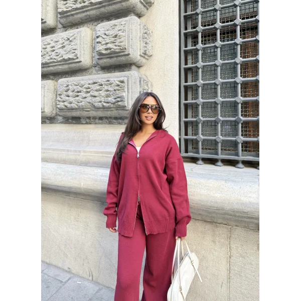 Julia Fermuarlı Takım - Bordo