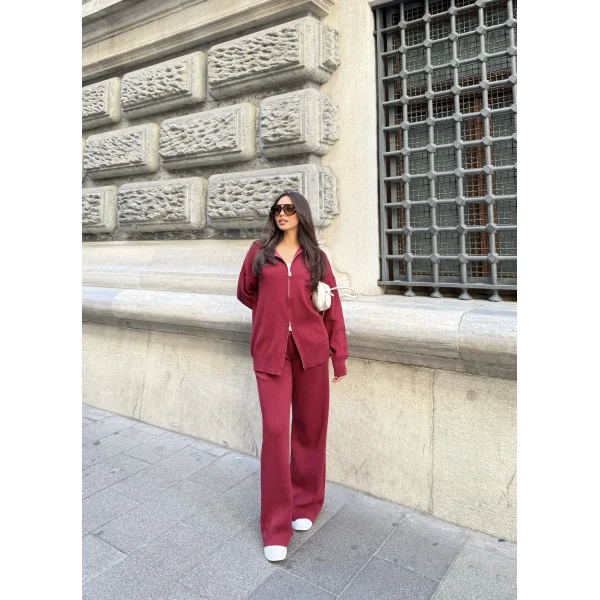 Julia Fermuarlı Takım - Bordo