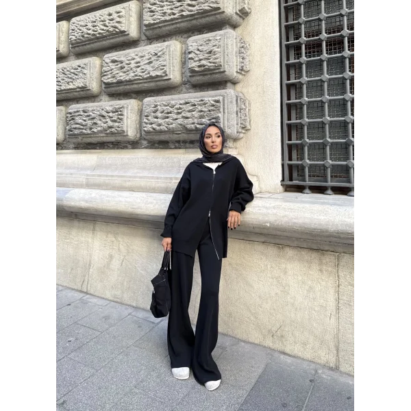 Julia Fermuarlı Takım - Siyah