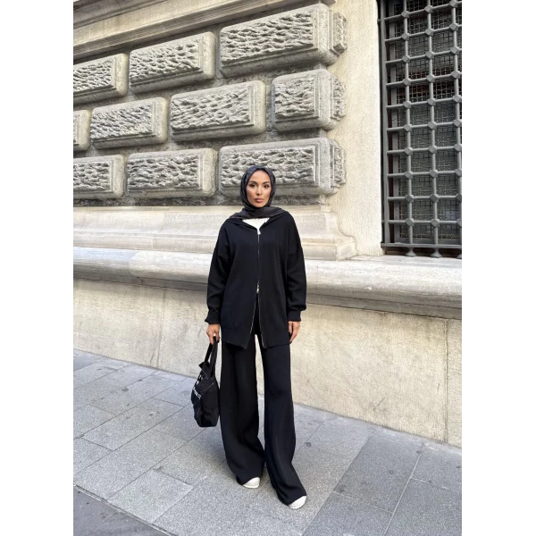 Julia Fermuarlı Takım - Siyah