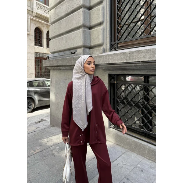 Kamar Düğmeli Takım - Bordo
