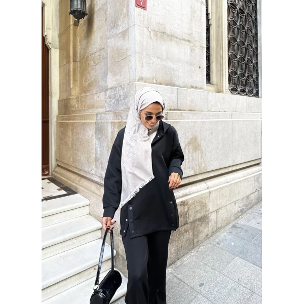 Kamar Düğmeli Takım - Siyah