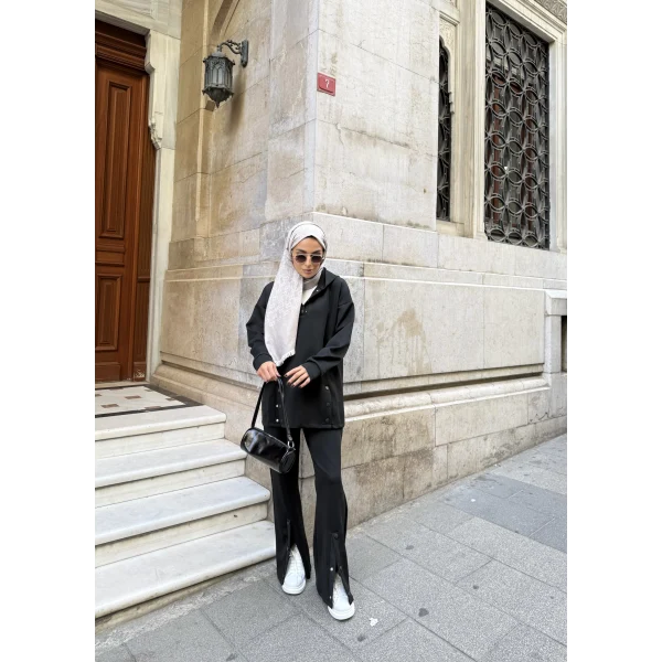 Kamar Düğmeli Takım - Siyah