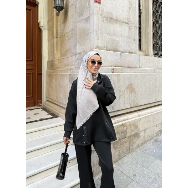 Kamar Düğmeli Takım - Siyah