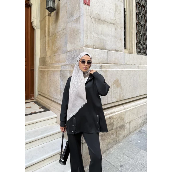 Kamar Düğmeli Takım - Siyah