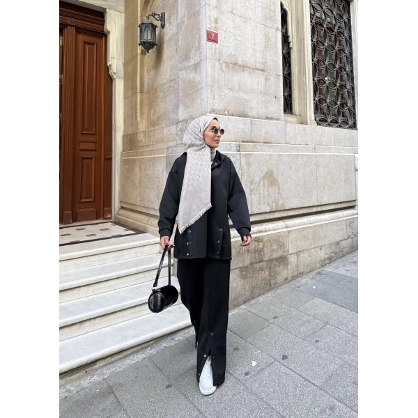 Kamar Düğmeli Takım - Siyah