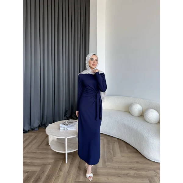 Kelsi Bağlamalı Elbise - Lacivert