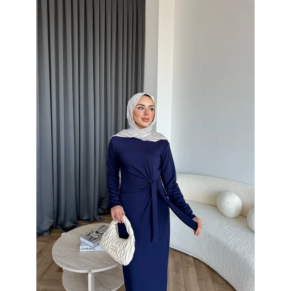 Kelsi Bağlamalı Elbise - Lacivert