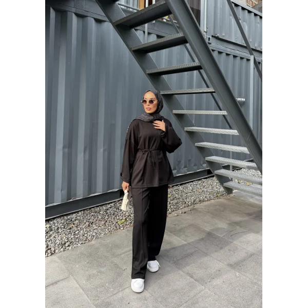 Kimmy Ön Çizgili Takım - Siyah