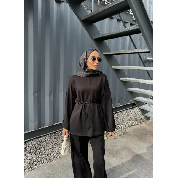 Kimmy Ön Çizgili Takım - Siyah