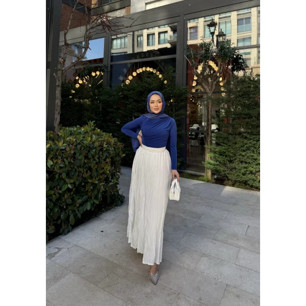 Kırışık Etek - Beyaz