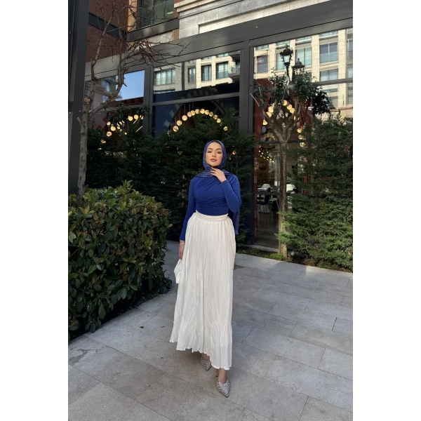 Kırışık Etek - Beyaz