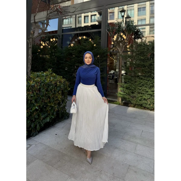 Kırışık Etek - Beyaz